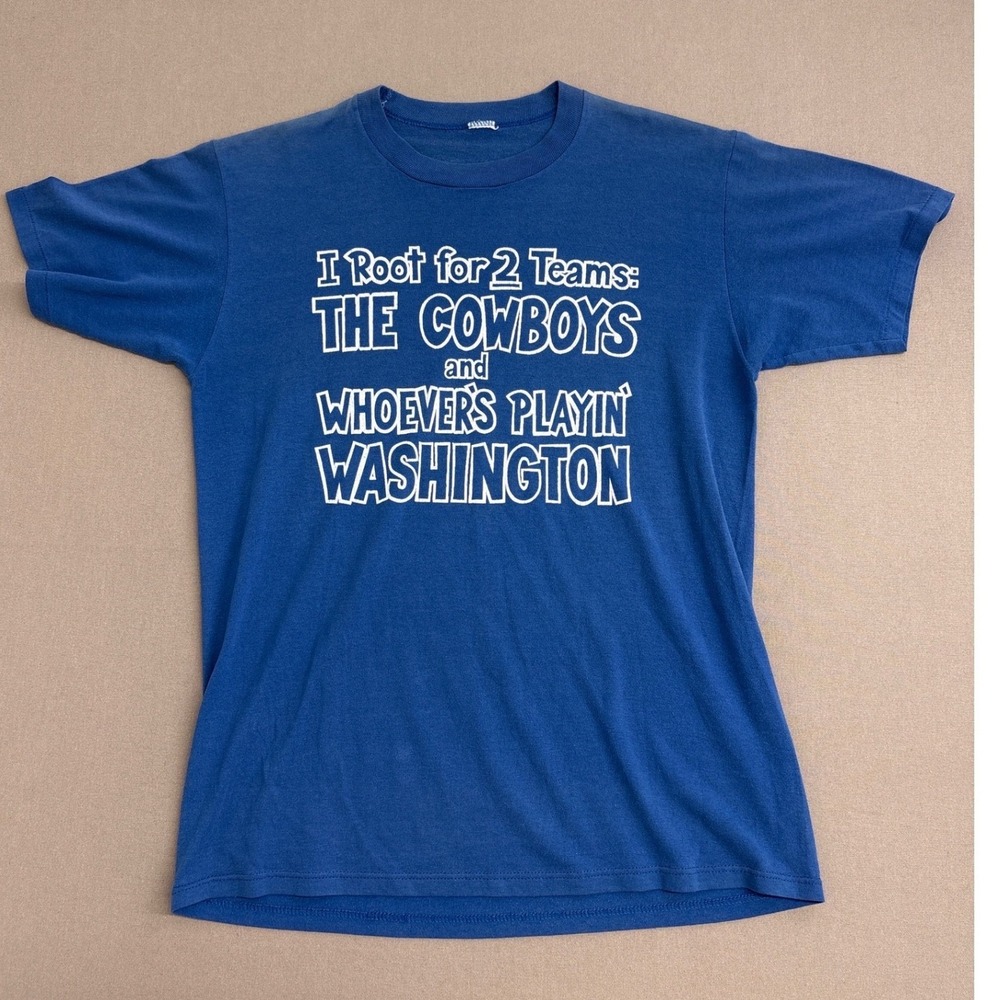 Vintage Dallas Cowboys Rivalry T-Shirt Blue Single Stitch Mens Large Washington
